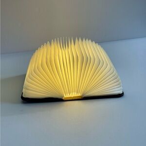 Foldable LED Book Lamp Rechargeable Mini Smart Light Brown Leather New